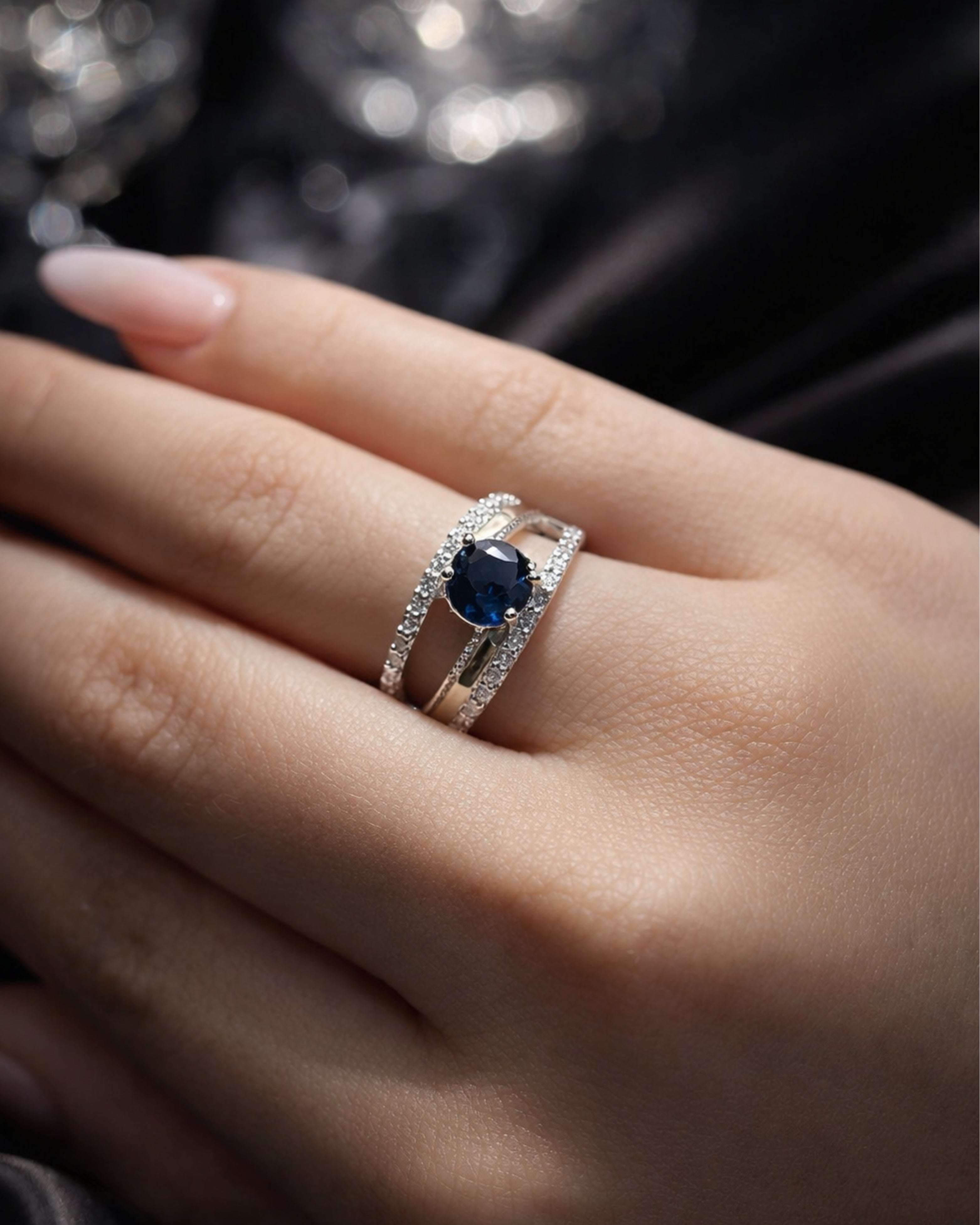 Anillo Doble Aura Zafiro