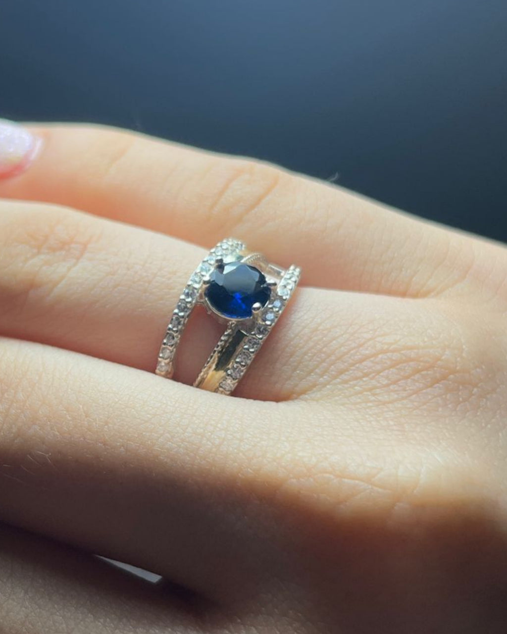 Anillo Doble Aura Zafiro